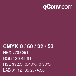 カラーコード: CMYK 0 / 60 / 32 / 53 | qconv.com