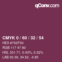 颜色代码: CMYK 0 / 60 / 32 / 54 | qconv.com