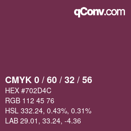 カラーコード: CMYK 0 / 60 / 32 / 56 | qconv.com