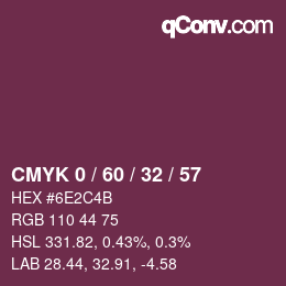 カラーコード: CMYK 0 / 60 / 32 / 57 | qconv.com
