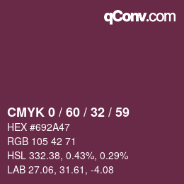 カラーコード: CMYK 0 / 60 / 32 / 59 | qconv.com