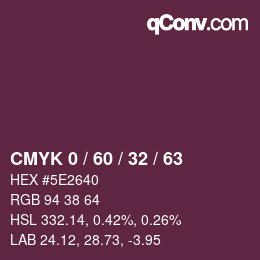 カラーコード: CMYK 0 / 60 / 32 / 63 | qconv.com