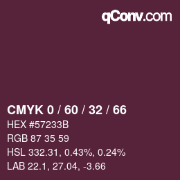 カラーコード: CMYK 0 / 60 / 32 / 66 | qconv.com