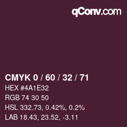 カラーコード: CMYK 0 / 60 / 32 / 71 | qconv.com