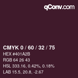 カラーコード: CMYK 0 / 60 / 32 / 75 | qconv.com