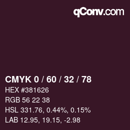 カラーコード: CMYK 0 / 60 / 32 / 78 | qconv.com
