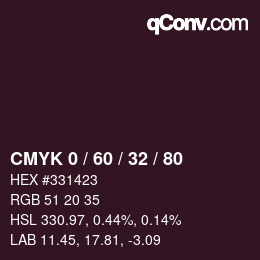 カラーコード: CMYK 0 / 60 / 32 / 80 | qconv.com