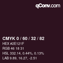 カラーコード: CMYK 0 / 60 / 32 / 82 | qconv.com