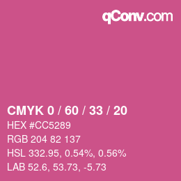 颜色代码: CMYK 0 / 60 / 33 / 20 | qconv.com