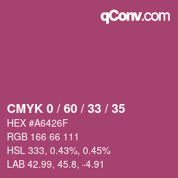 カラーコード: CMYK 0 / 60 / 33 / 35 | qconv.com