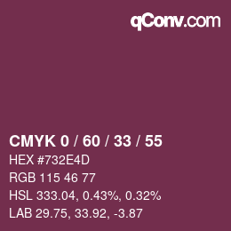 カラーコード: CMYK 0 / 60 / 33 / 55 | qconv.com