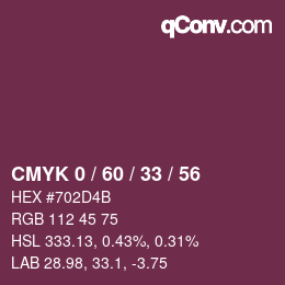 Color code: CMYK 0 / 60 / 33 / 56 | qconv.com