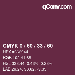 カラーコード: CMYK 0 / 60 / 33 / 60 | qconv.com