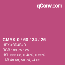 Color code: CMYK 0 / 60 / 34 / 26 | qconv.com