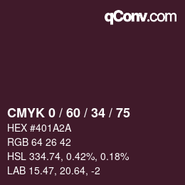 カラーコード: CMYK 0 / 60 / 34 / 75 | qconv.com