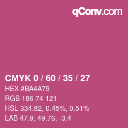 カラーコード: CMYK 0 / 60 / 35 / 27 | qconv.com