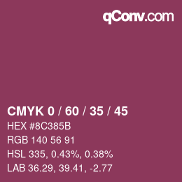 カラーコード: CMYK 0 / 60 / 35 / 45 | qconv.com