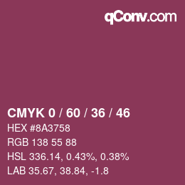 カラーコード: CMYK 0 / 60 / 36 / 46 | qconv.com