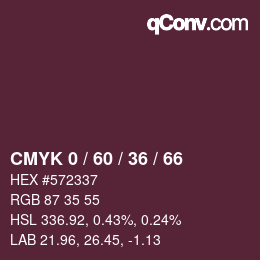 カラーコード: CMYK 0 / 60 / 36 / 66 | qconv.com