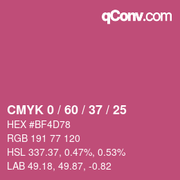 Farbcode: CMYK 0 / 60 / 37 / 25 | qconv.com
