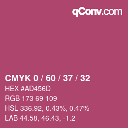カラーコード: CMYK 0 / 60 / 37 / 32 | qconv.com