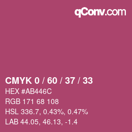 カラーコード: CMYK 0 / 60 / 37 / 33 | qconv.com