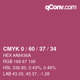 カラーコード: CMYK 0 / 60 / 37 / 34 | qconv.com