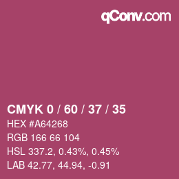 カラーコード: CMYK 0 / 60 / 37 / 35 | qconv.com