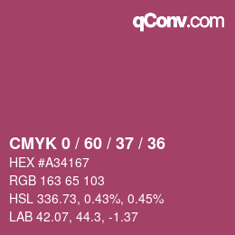 カラーコード: CMYK 0 / 60 / 37 / 36 | qconv.com