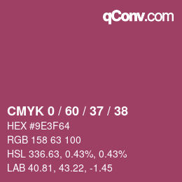 カラーコード: CMYK 0 / 60 / 37 / 38 | qconv.com