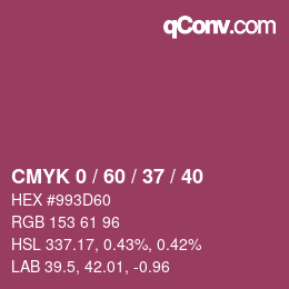 カラーコード: CMYK 0 / 60 / 37 / 40 | qconv.com