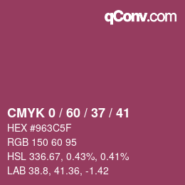 カラーコード: CMYK 0 / 60 / 37 / 41 | qconv.com