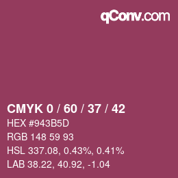 カラーコード: CMYK 0 / 60 / 37 / 42 | qconv.com