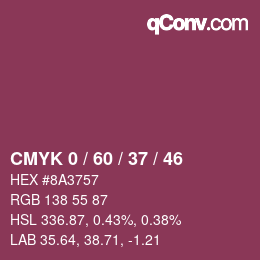 カラーコード: CMYK 0 / 60 / 37 / 46 | qconv.com