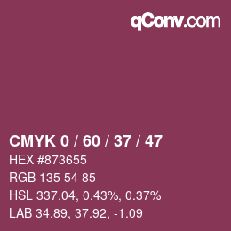 カラーコード: CMYK 0 / 60 / 37 / 47 | qconv.com