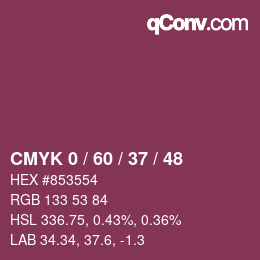 カラーコード: CMYK 0 / 60 / 37 / 48 | qconv.com
