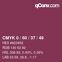 颜色代码: CMYK 0 / 60 / 37 / 49 | qconv.com