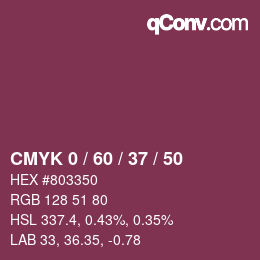 カラーコード: CMYK 0 / 60 / 37 / 50 | qconv.com