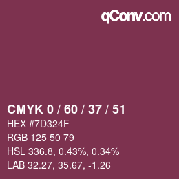 カラーコード: CMYK 0 / 60 / 37 / 51 | qconv.com