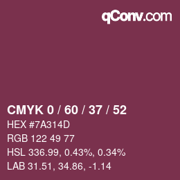 カラーコード: CMYK 0 / 60 / 37 / 52 | qconv.com