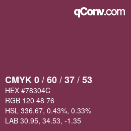 カラーコード: CMYK 0 / 60 / 37 / 53 | qconv.com