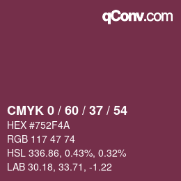 颜色代码: CMYK 0 / 60 / 37 / 54 | qconv.com