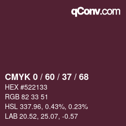 カラーコード: CMYK 0 / 60 / 37 / 68 | qconv.com