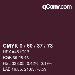 カラーコード: CMYK 0 / 60 / 37 / 73 | qconv.com