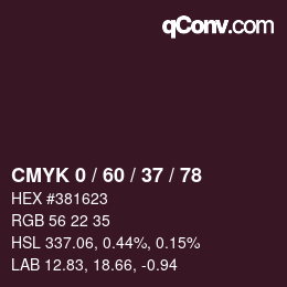 カラーコード: CMYK 0 / 60 / 37 / 78 | qconv.com