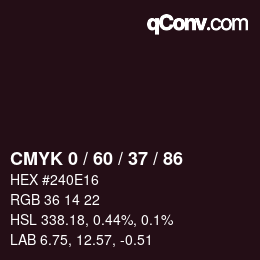 カラーコード: CMYK 0 / 60 / 37 / 86 | qconv.com