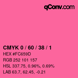 カラーコード: CMYK 0 / 60 / 38 / 1 | qconv.com