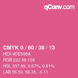 カラーコード: CMYK 0 / 60 / 38 / 13 | qconv.com