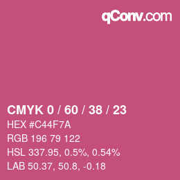 カラーコード: CMYK 0 / 60 / 38 / 23 | qconv.com