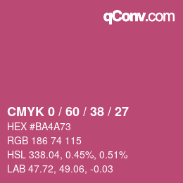 カラーコード: CMYK 0 / 60 / 38 / 27 | qconv.com